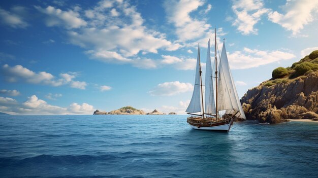 Photo bateau à voile sur le fond de l'océan