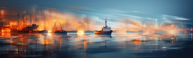 Bateaux dans la bannière du port