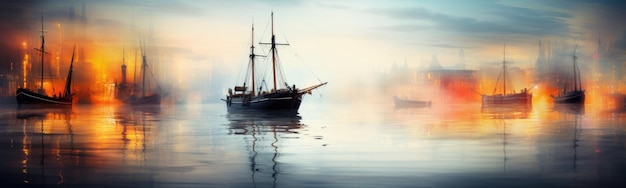 Bateaux dans la bannière du port