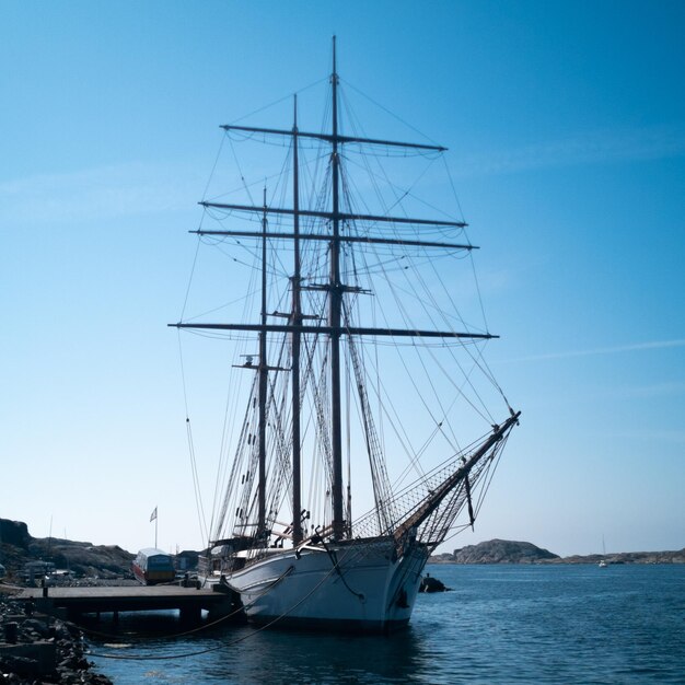 Des bateaux en mer contre un ciel bleu clair