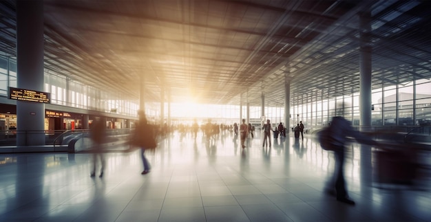 Bâtiment de l'aéroport terminal international arrière-plan flou Image générée par l'IA