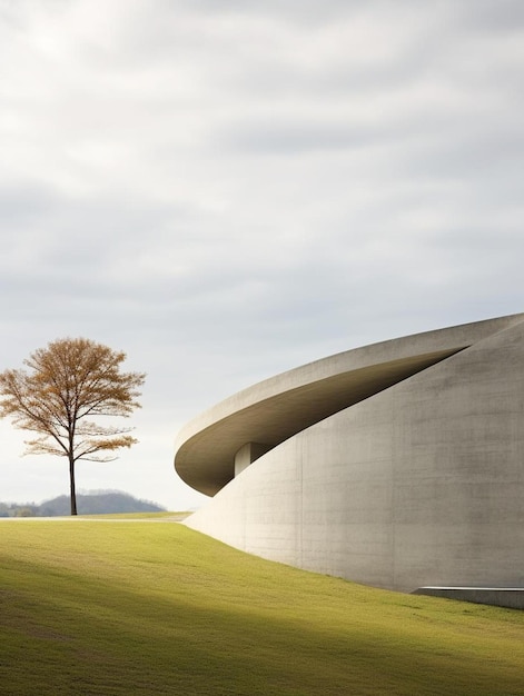 Photo un bâtiment avec un arbre au sommet