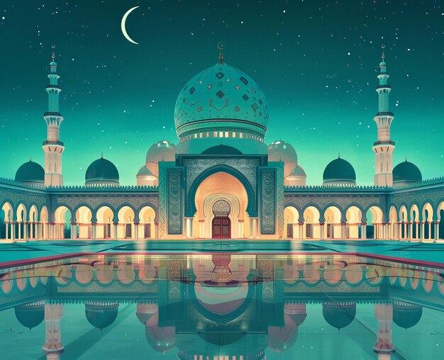 Photo le bâtiment et l'architecture complexes de la mosquée la nuit