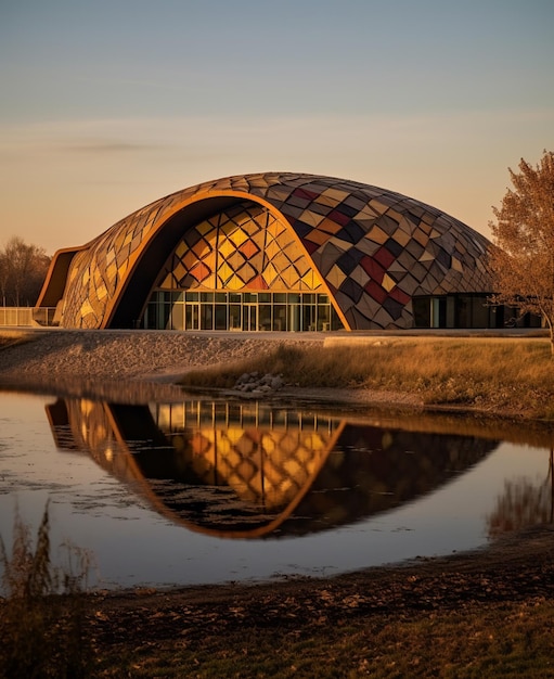 Un bâtiment au dessin géométrique en façade