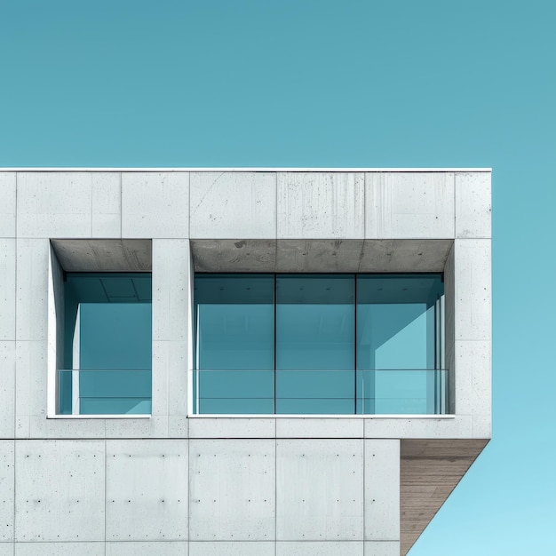 Photo bâtiment en béton bleu avec des fenêtres en verre