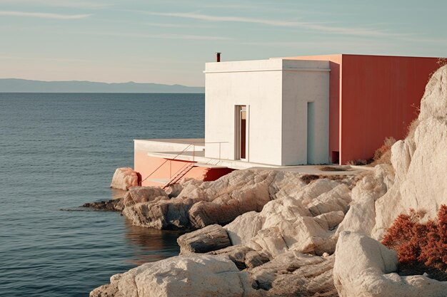 Photo un bâtiment blanc avec un panneau sur le dessus