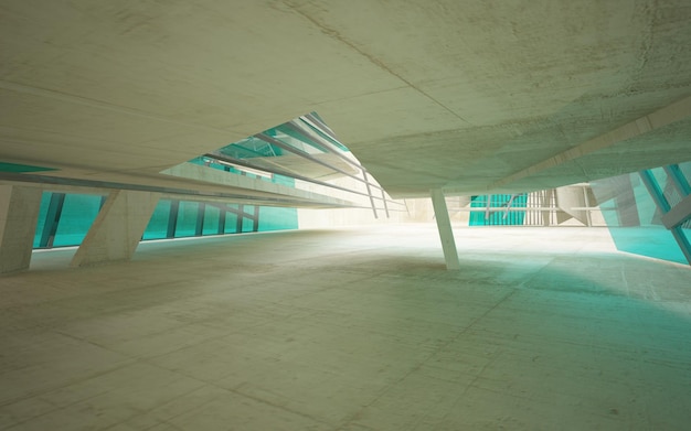 Un bâtiment blanc avec un toit vert et une lumière bleue en bas.