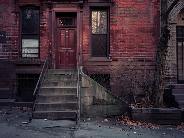 un bâtiment en brique avec un escalier qui dit le numéro 4