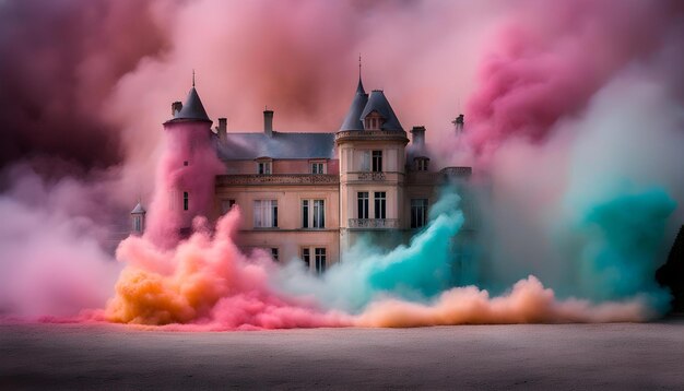 Photo un bâtiment avec un château au sommet et les mots le mot en bas