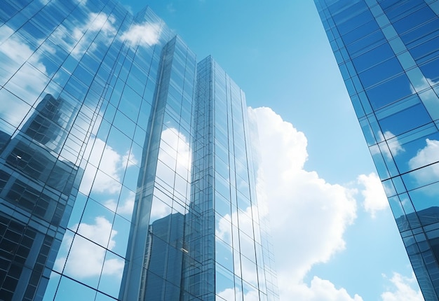 Un bâtiment avec un ciel bleu et des nuages