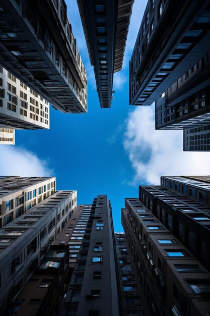 Photo un bâtiment avec un ciel bleu et quelques nuages en arrière-plan