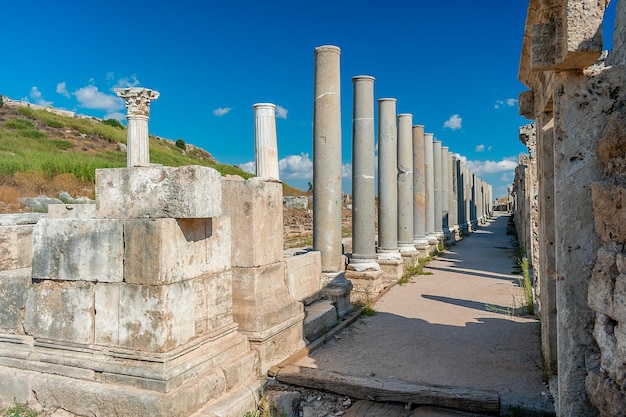 Photo un bâtiment avec des colonnes qui dit le numéro 4