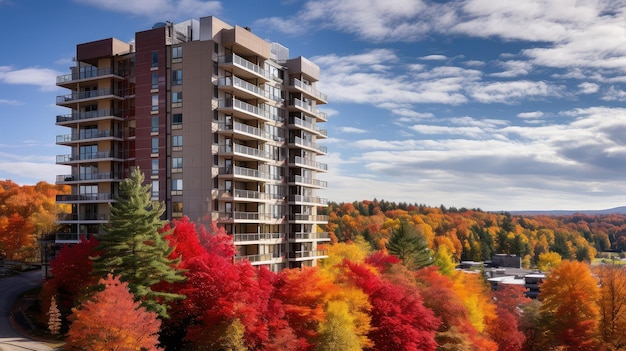 Bâtiment de condominiums d'automne en citrouille