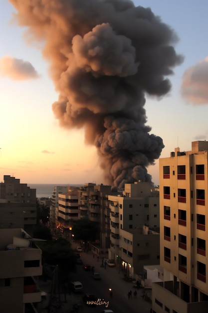 Bâtiment détruit par des bombes avec des décombres dans le conflit de Gaza Palestine Israël ou Russie Destruction de guerre