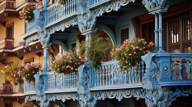 Bâtiment du manoir bleu du domaine