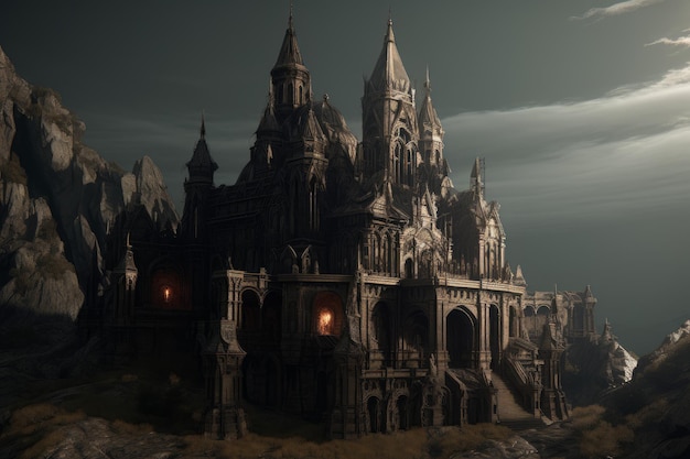 Bâtiment du monastère de dark fantasy Generate Ai