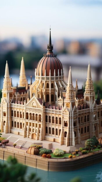Bâtiment du Parlement Budapest Budapest Hongrie avec un vaisseau 3D et un arrière-plan isolé