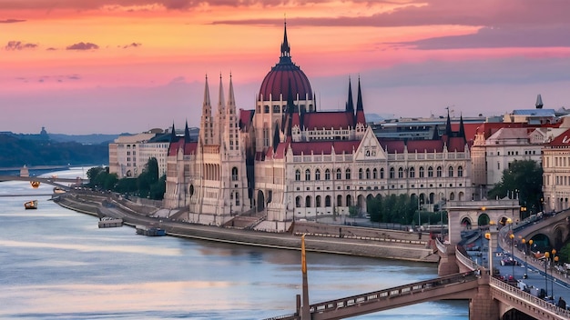 Le bâtiment du parlement sur le Danube à Budapest