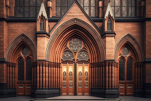 Bâtiment D'église Avec De Grands Arcs Pointus Dans Les Fenêtres Et Les Portes