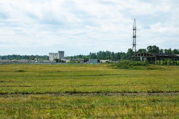 Bâtiment de ferme dans un champ vert d'été