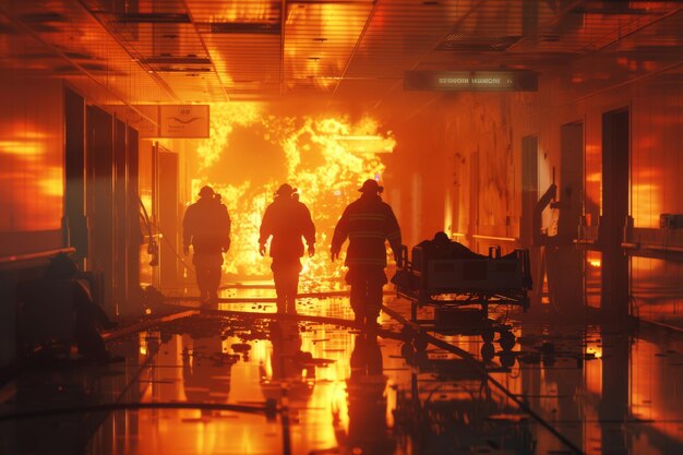 Photo un bâtiment en flammes