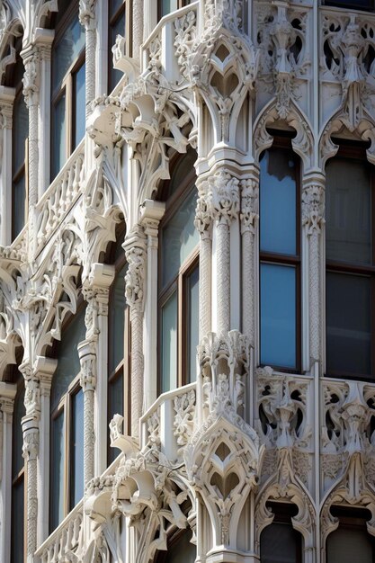 Photo un bâtiment avec une grande fenêtre qui dit gargoyles