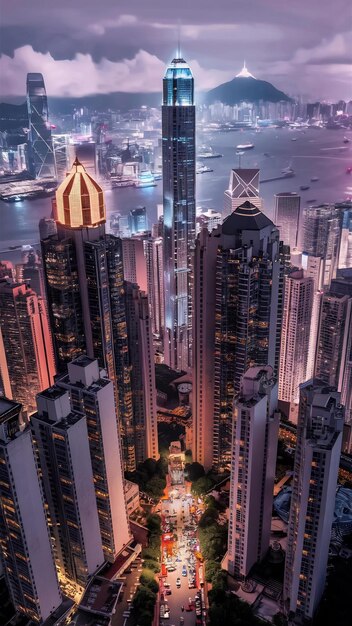 Bâtiment de gratte-ciel d'affaires dans la ville de Hong Kong