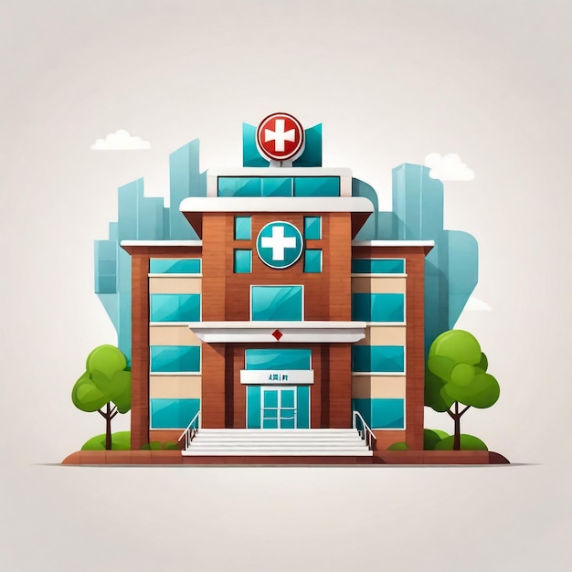 Bâtiment de l'hôpital Icon Vector Flat