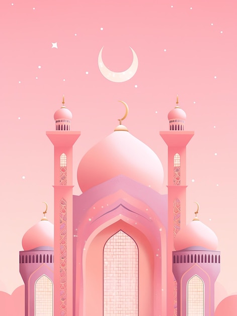 bâtiment islamique traditionnel fond du Ramadan en rose