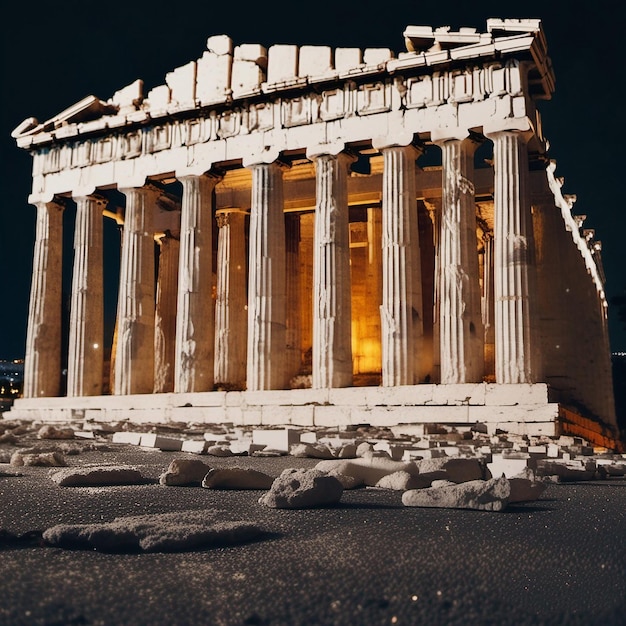 Photo un bâtiment avec une lumière et le mot temple en bas.