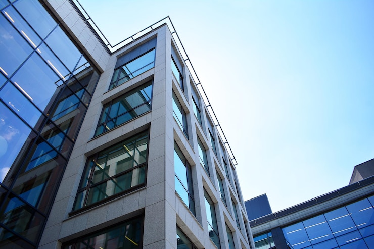 Photo bâtiment modernebâtiment de bureaux moderne avec façade en verre