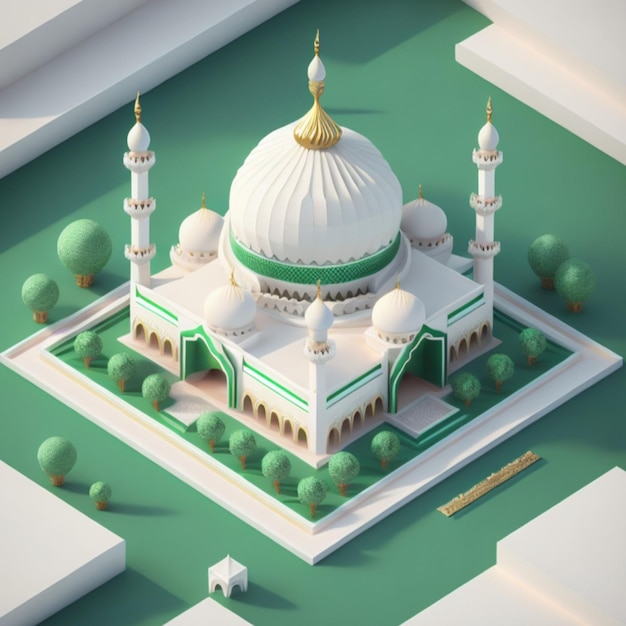 Bâtiment de mosquée 3D IA générative