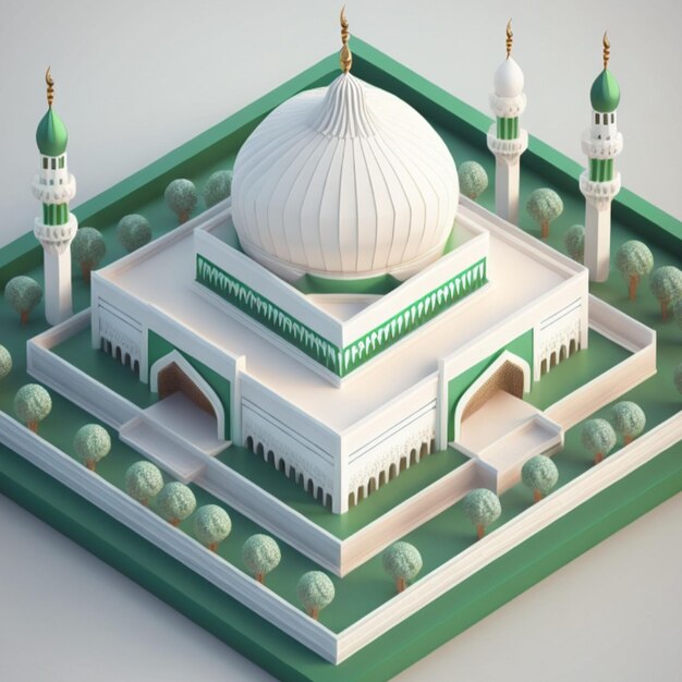 Bâtiment de mosquée 3D IA générative