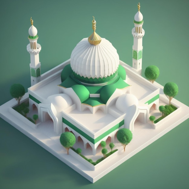 Bâtiment de mosquée 3D IA générative