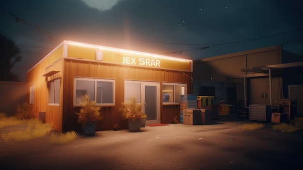 Un bâtiment avec les mots jetx dessus