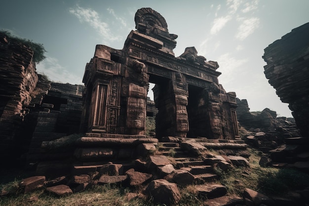 Photo un bâtiment en pierre avec le mot mahabalipuram sur le devant