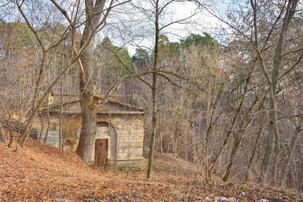 Bâtiment de structure en brique abandonnée dans la nature