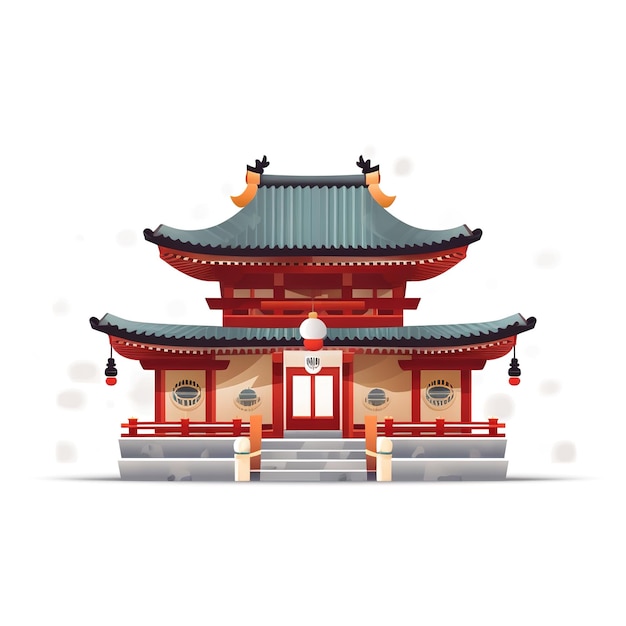 Bâtiment de temple chinois avec un toit rouge.