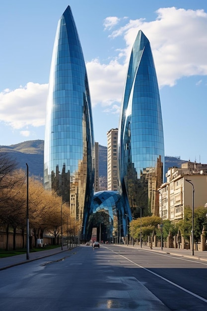 Photo un bâtiment avec un toit bleu qui dit le nom de la ville