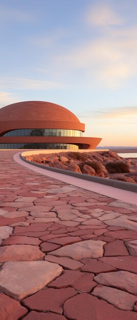 Photo un bâtiment avec un toit rouge et un grand bâtiment avec un grand bâtiment en arrière-plan