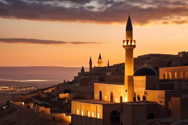 un bâtiment avec une tour qui a un minaret dessus