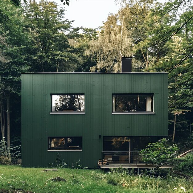 Photo un bâtiment vert avec des fenêtres qui disent le numéro 2