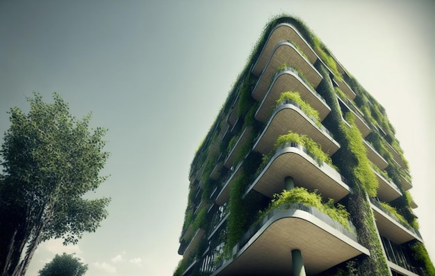 Bâtiment vert respectueux de l'environnement avec une conception de jardin vertical pour la durabilité