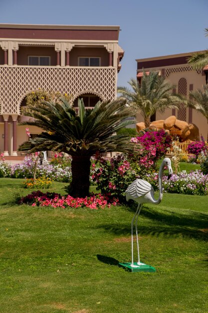 Bâtiments arabes avec des palmiers dans l'hôtel