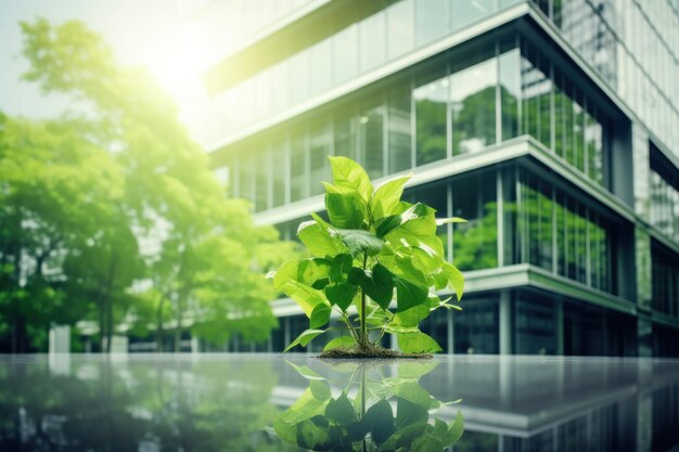 Les bâtiments et les arbres en verre de la ville