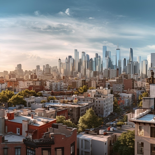 Bâtiments dans une ville avec une vue sur l'horizon de la ville