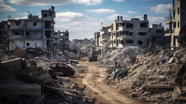 Bâtiments détruits dans la bande de Gaza après le bombardement israélien