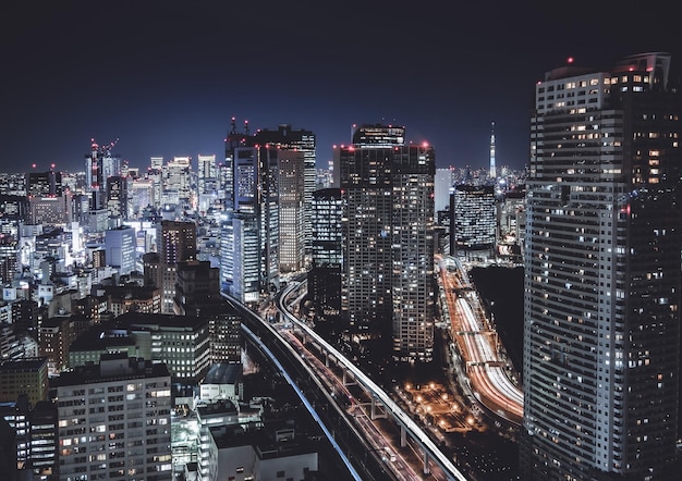 Bâtiments éclairés dans la ville la nuit