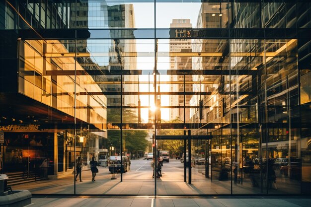 Photo des bâtiments géants en verre