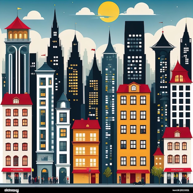 bâtiments et rues modernes illustration vectorielle de la ville